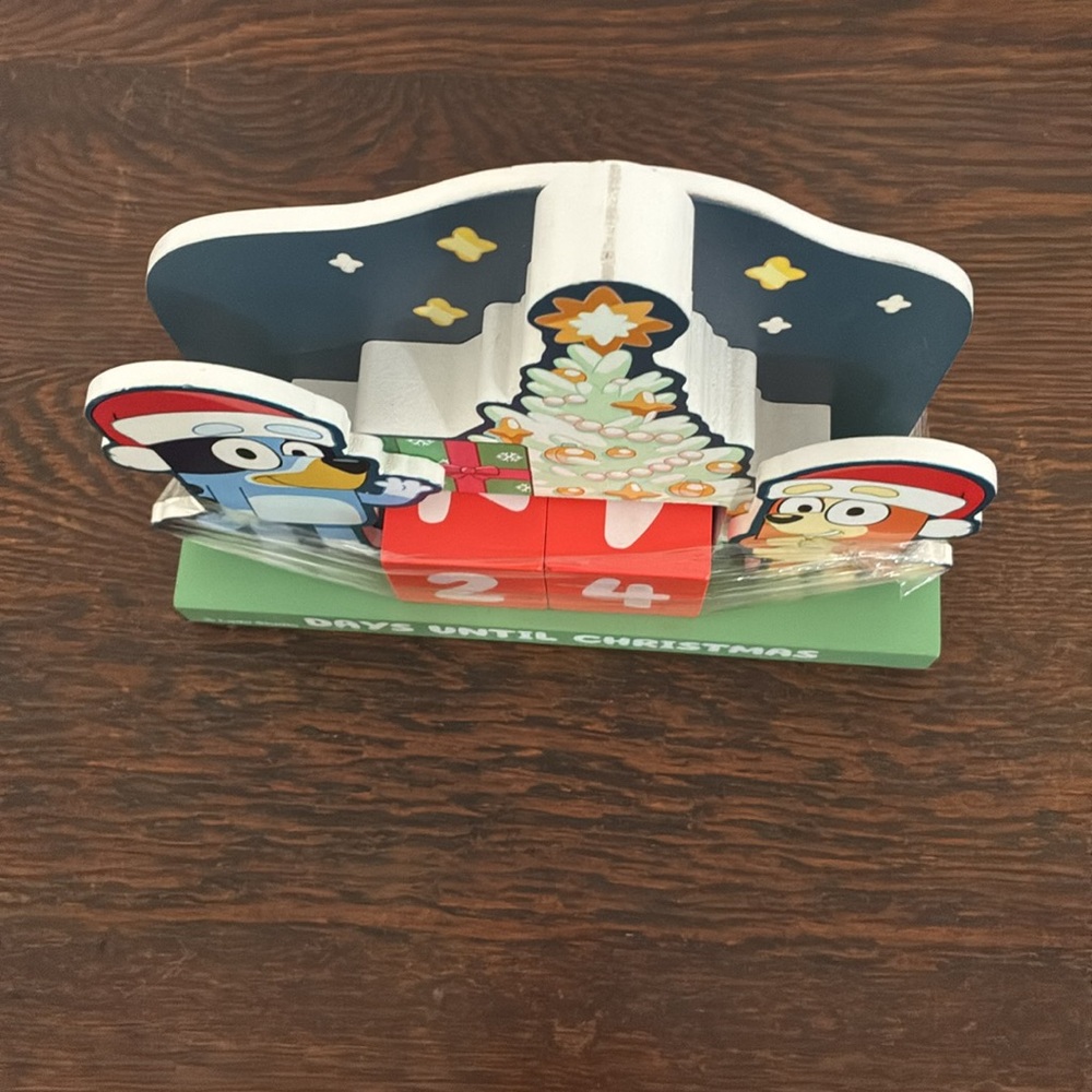 NWT- Bluey & Bingo- Wooden Days Until Christmas Countdown Calendar w/ # Blocks - Picture 7 of 17